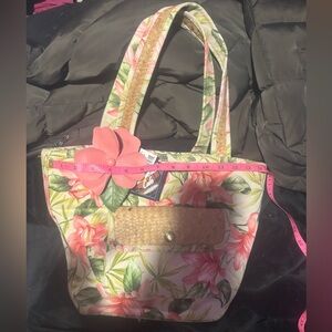NWT Floral Tote Bag with Pink Accents or Beach Bag